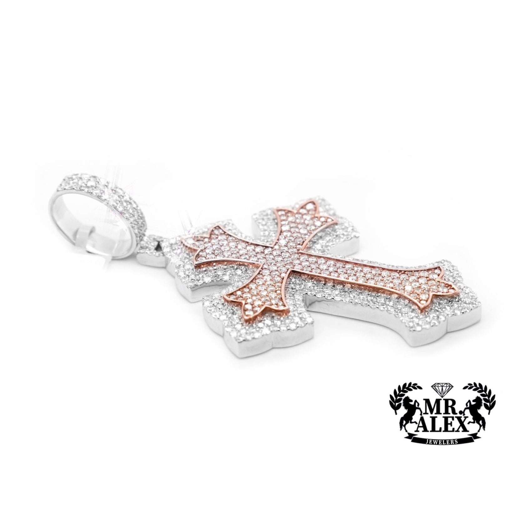 10K Gold Timeless Cross Diamonds Pendant with 7.25ct - Mr. Alex Jewelry