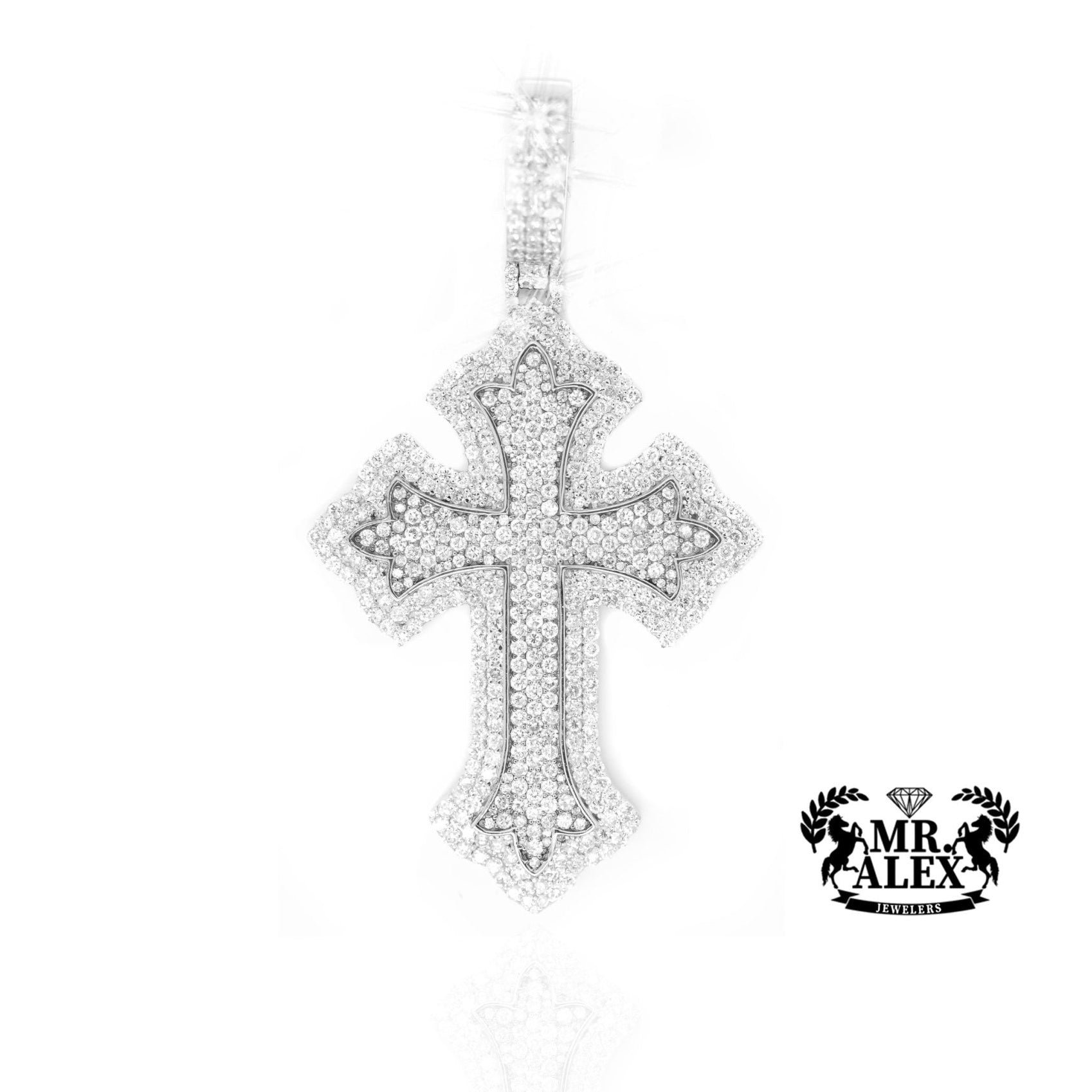 10K Gold Timeless Cross Diamonds Pendant with 7.25ct - Mr. Alex Jewelry