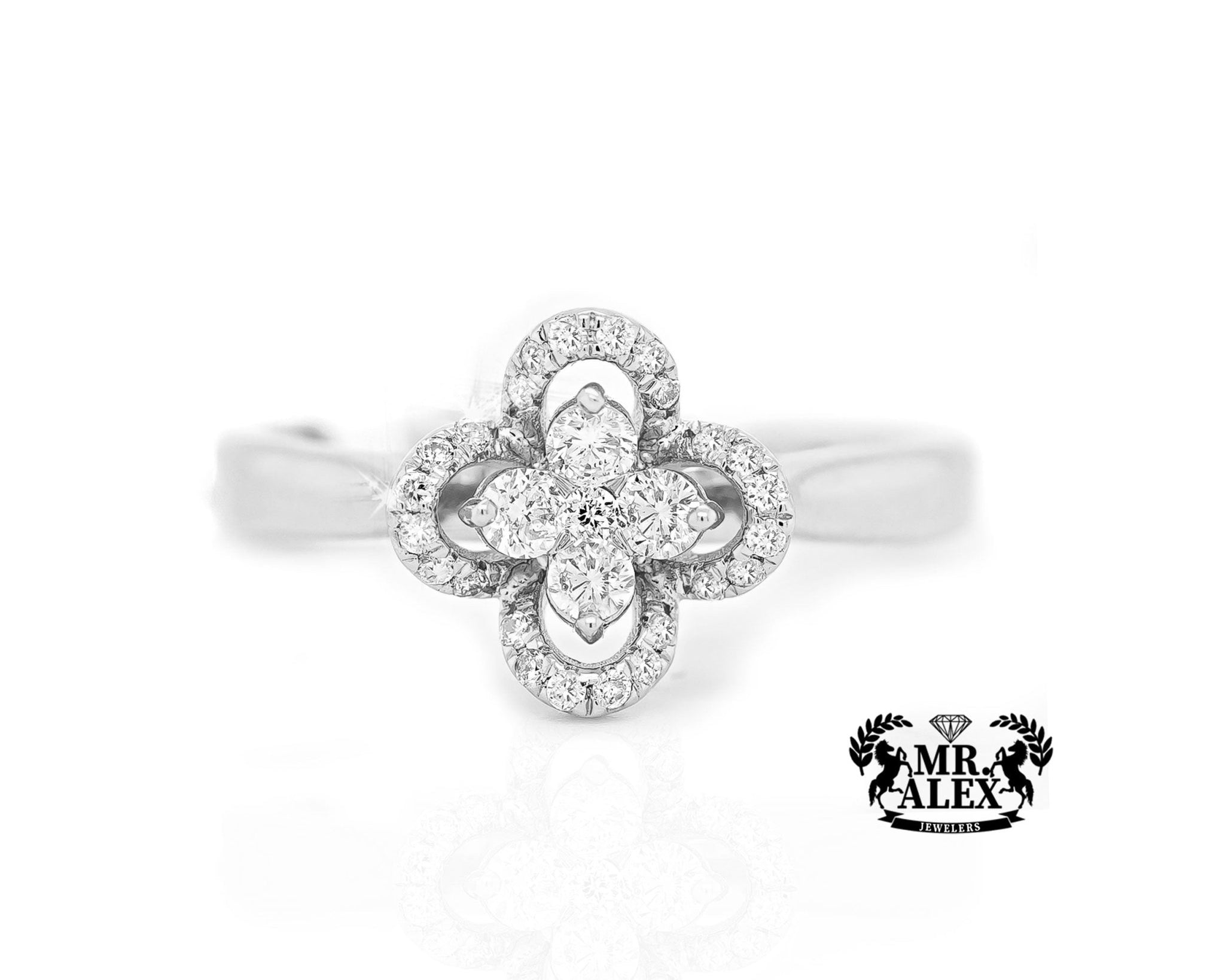 10K Golden Clover Diamond Ring 0.90ct - Mr. Alex Jewelry