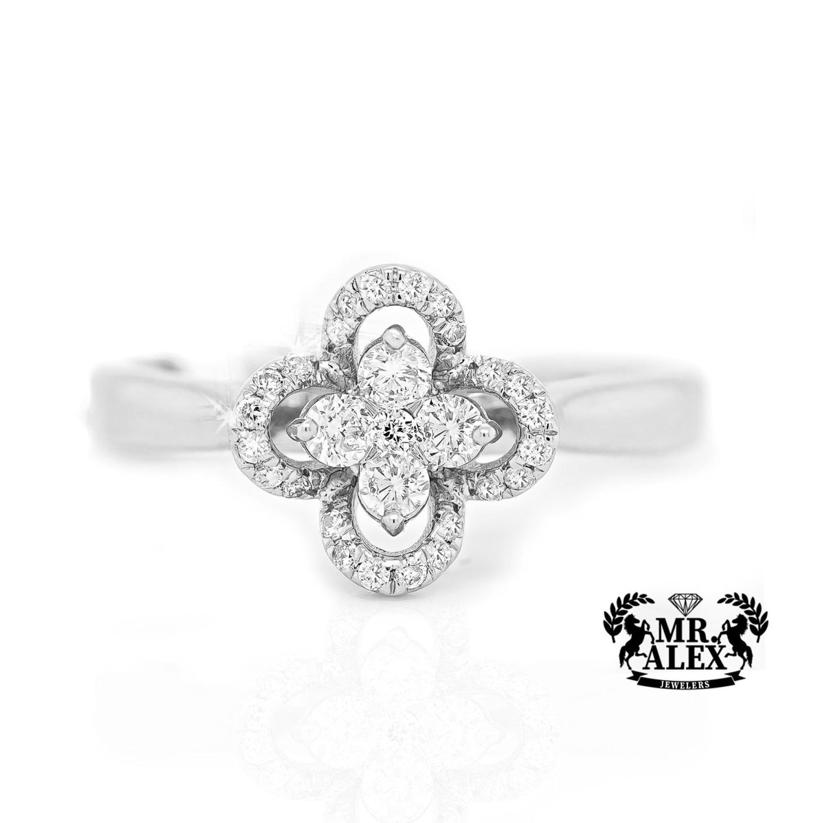 10K Golden Clover Diamond Ring 0.90ct - Mr. Alex Jewelry