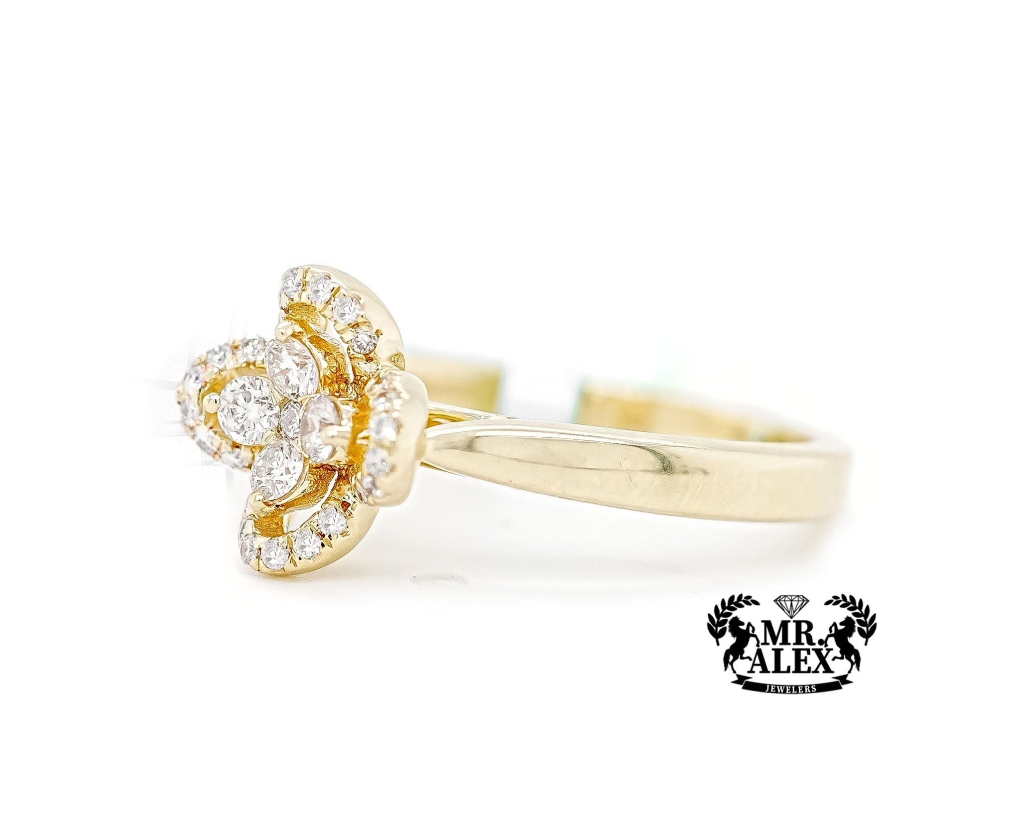 10K Golden Clover Diamond Ring 0.90ct - Mr. Alex Jewelry