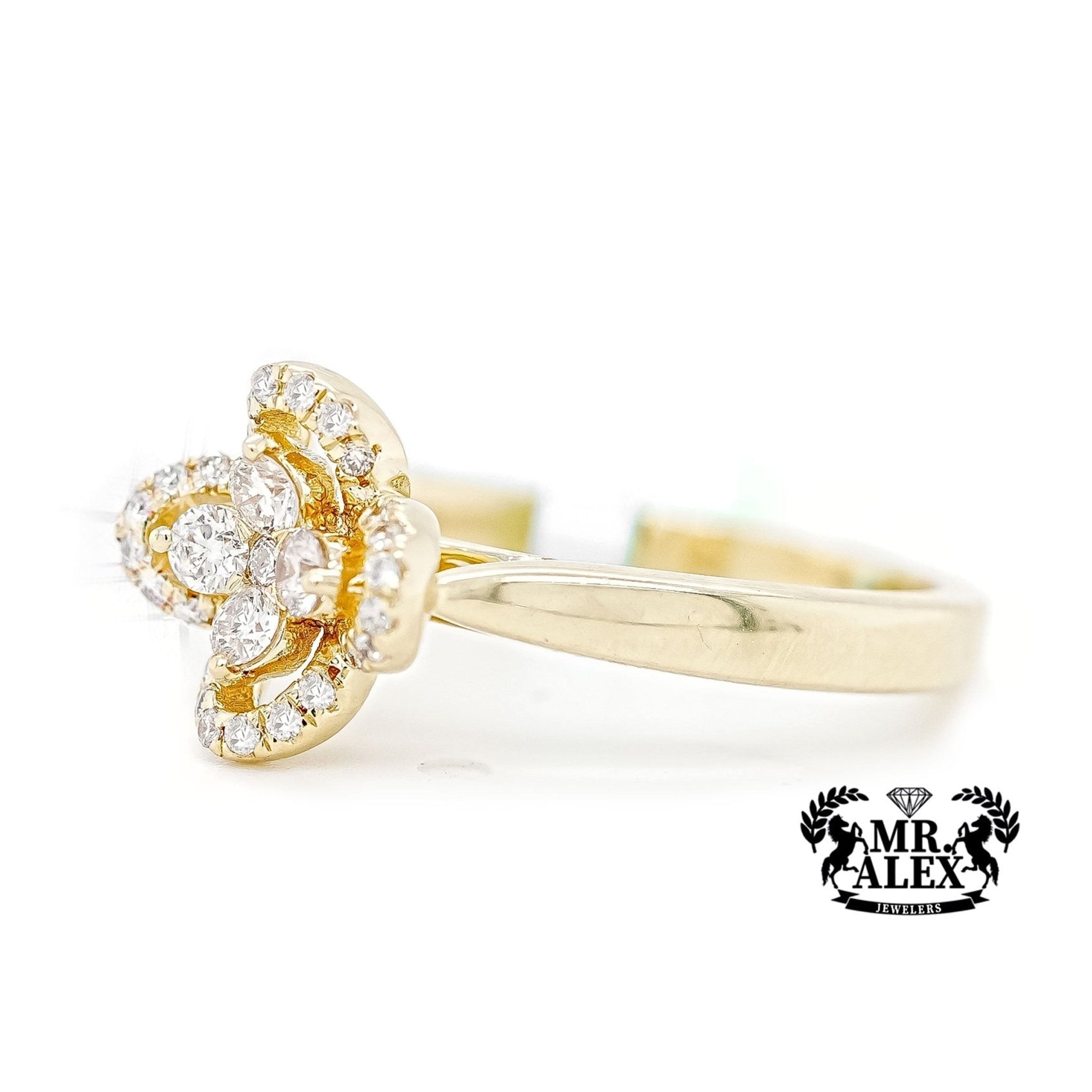 10K Golden Clover Diamond Ring 0.90ct - Mr. Alex Jewelry
