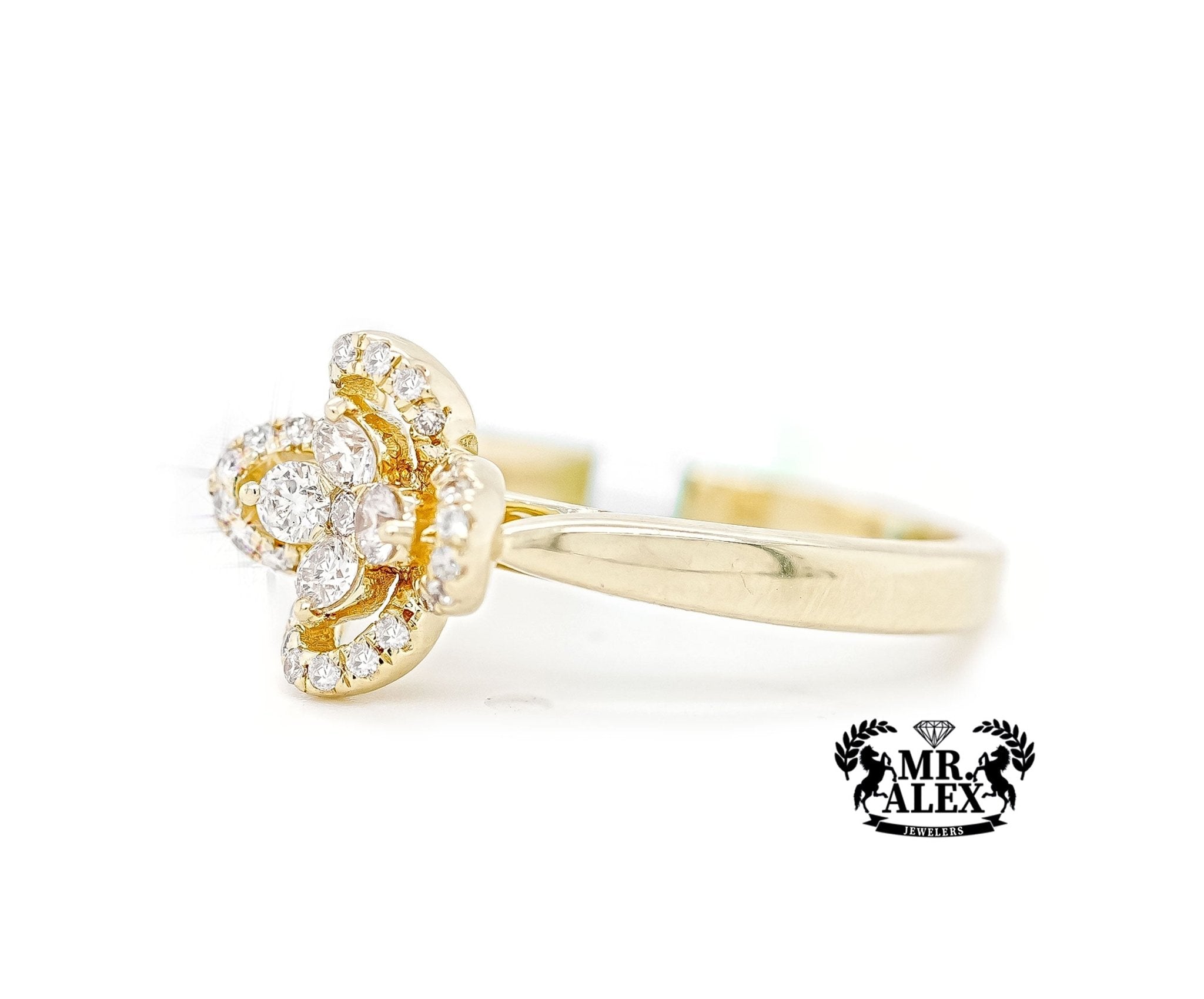 10K Golden Clover Diamond Ring 0.90ct - Mr. Alex Jewelry