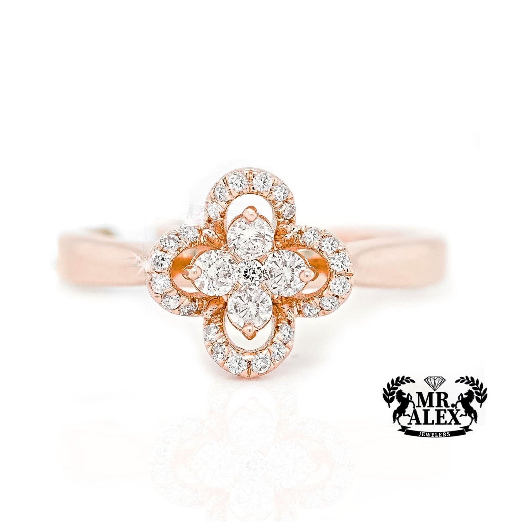 10K Golden Clover Diamond Ring 0.90ct - Mr. Alex Jewelry