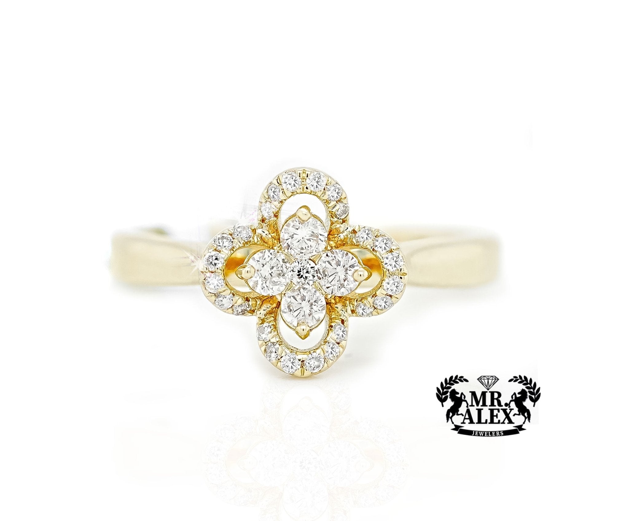 10K Golden Clover Diamond Ring 0.90ct - Mr. Alex Jewelry