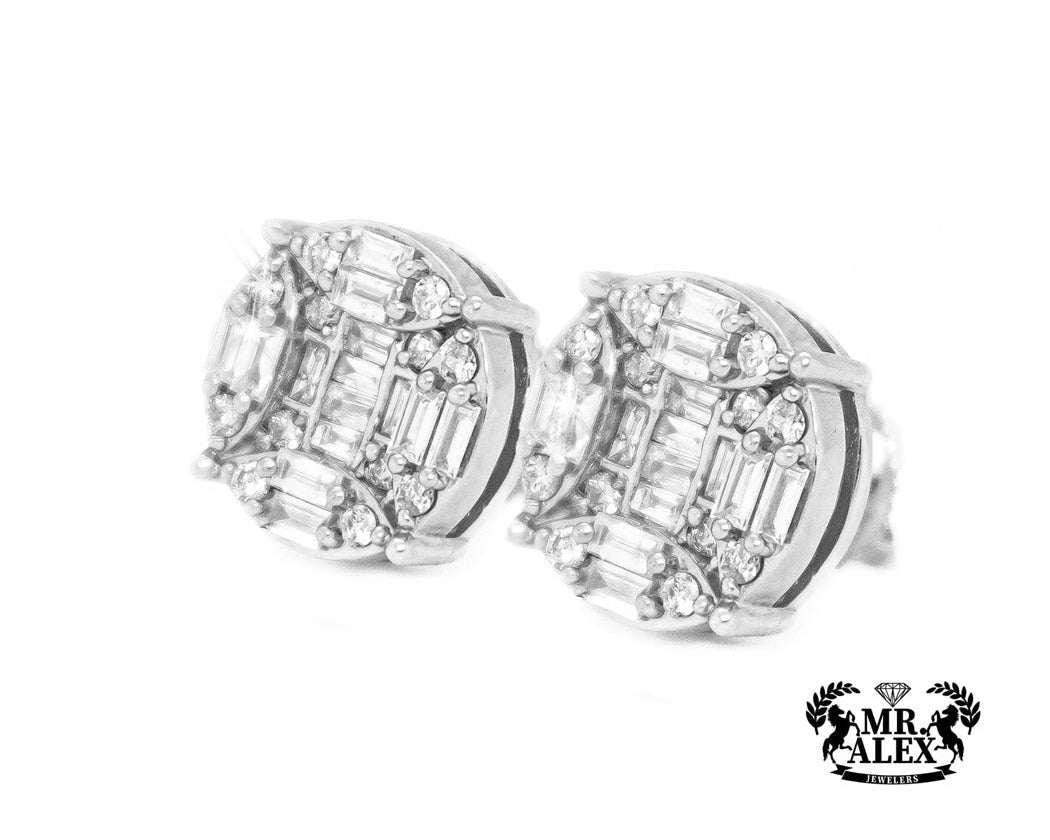 10K Halo Baguette Diamond Earrings 0.75CT - Mr. Alex Jewelry