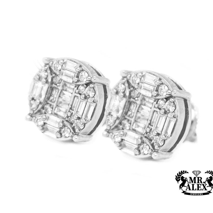 10K Halo Baguette Diamond Earrings 0.75CT - Mr. Alex Jewelry