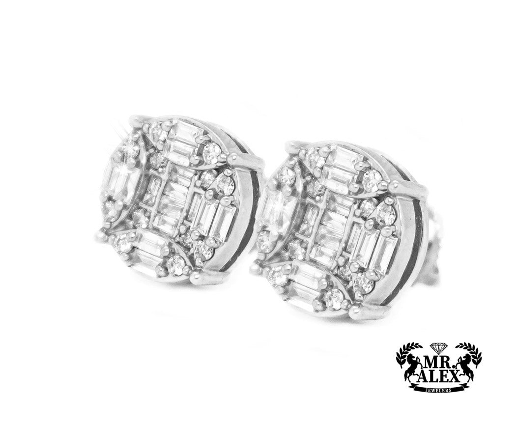 10K Halo Baguette Diamond Earrings 0.75CT - Mr. Alex Jewelry