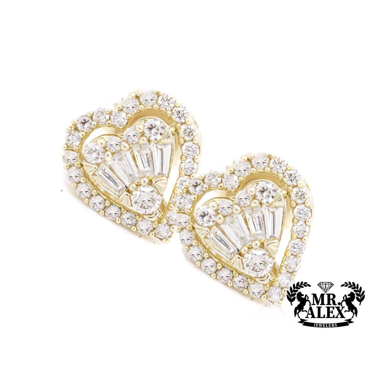 10K Halo Heart Stud Earrings 0.69CT - Mr. Alex Jewelry