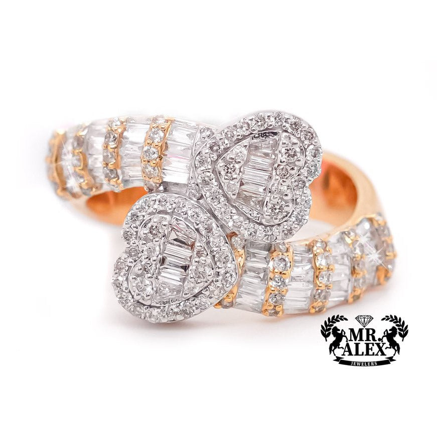 10k Heart Diamond Ring with Baguettes 0.90ct - Mr. Alex Jewelry