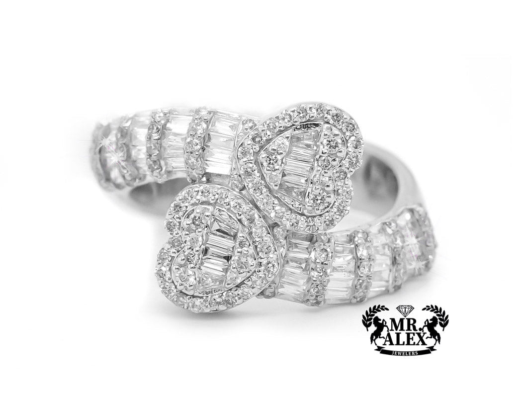 10k Heart Diamond Ring with Baguettes 0.90ct - Mr. Alex Jewelry