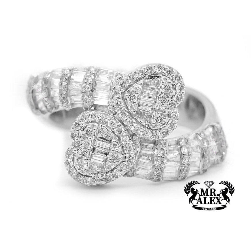 10k Heart Diamond Ring with Baguettes 0.90ct - Mr. Alex Jewelry