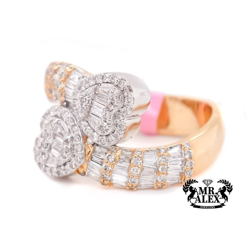 10k Heart Diamond Ring with Baguettes 0.90ct - Mr. Alex Jewelry