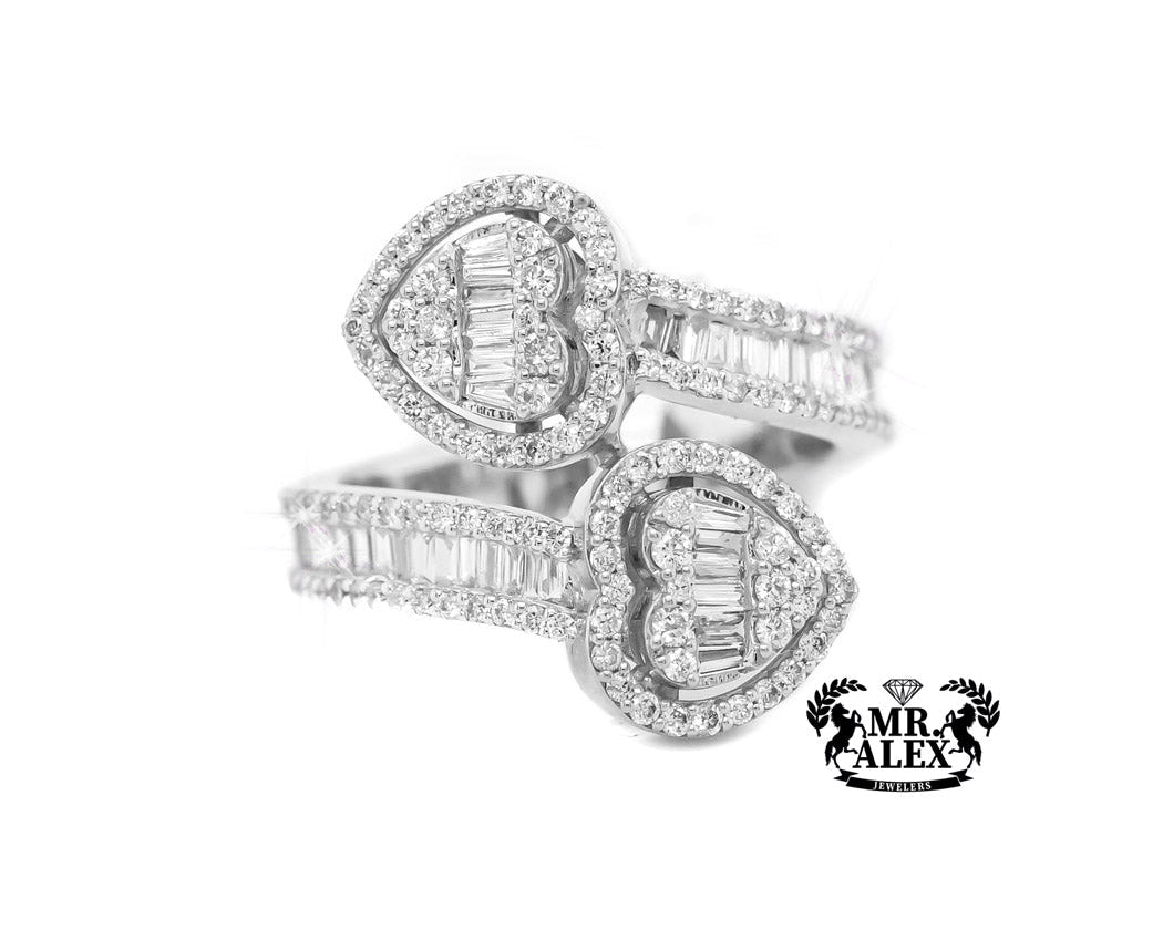 10k Heart Diamond Ring with Baguettes 1.05ct - Mr. Alex Jewelry