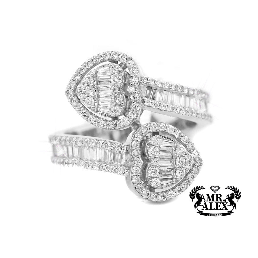 10k Heart Diamond Ring with Baguettes 1.05ct - Mr. Alex Jewelry