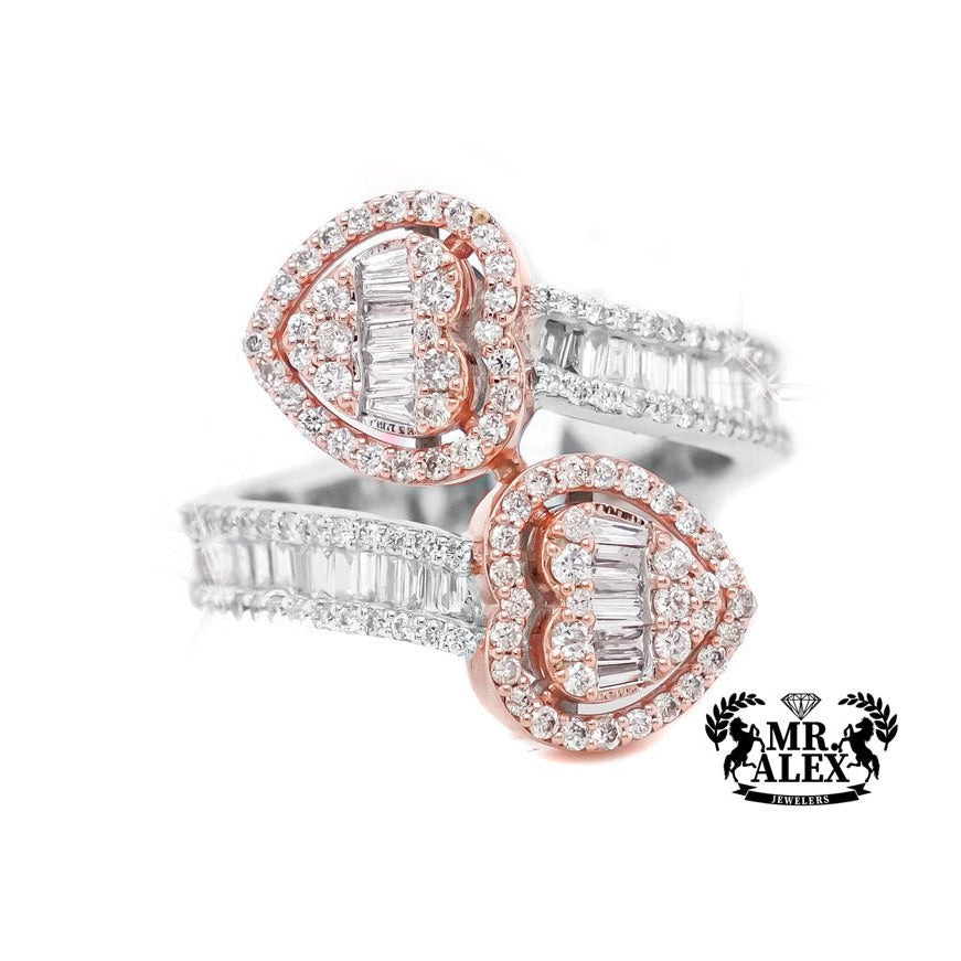 10k Heart Diamond Ring with Baguettes 1.05ct - Mr. Alex Jewelry