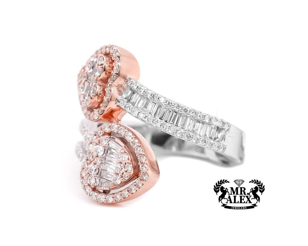 10k Heart Diamond Ring with Baguettes 1.05ct - Mr. Alex Jewelry