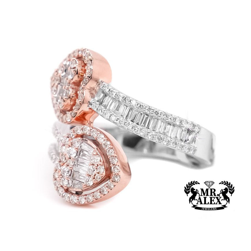 10k Heart Diamond Ring with Baguettes 1.05ct - Mr. Alex Jewelry