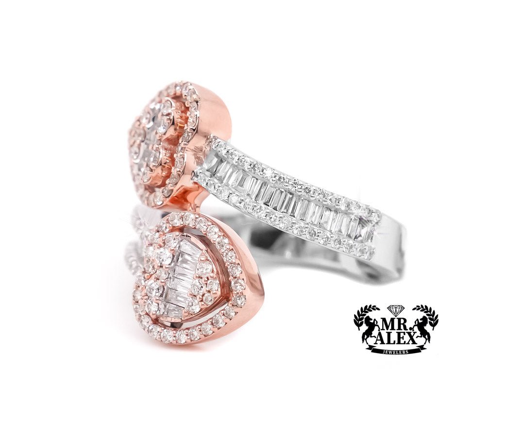 10k Heart Diamond Ring with Baguettes 1.05ct - Mr. Alex Jewelry