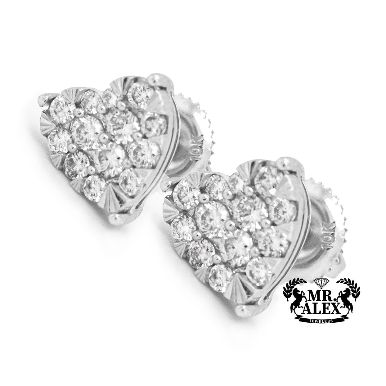 10K Heart Diamond Stud Earrings 0.50CT - Mr. Alex Jewelry