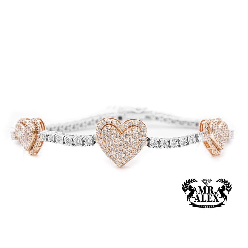 10K Heart Pendant Tennis Bracelet 2.15ct - Mr. Alex Jewelry