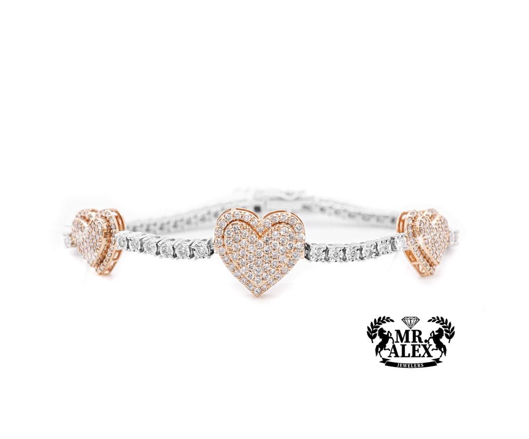 10K Heart Pendant Tennis Bracelet 2.15ct - Mr. Alex Jewelry