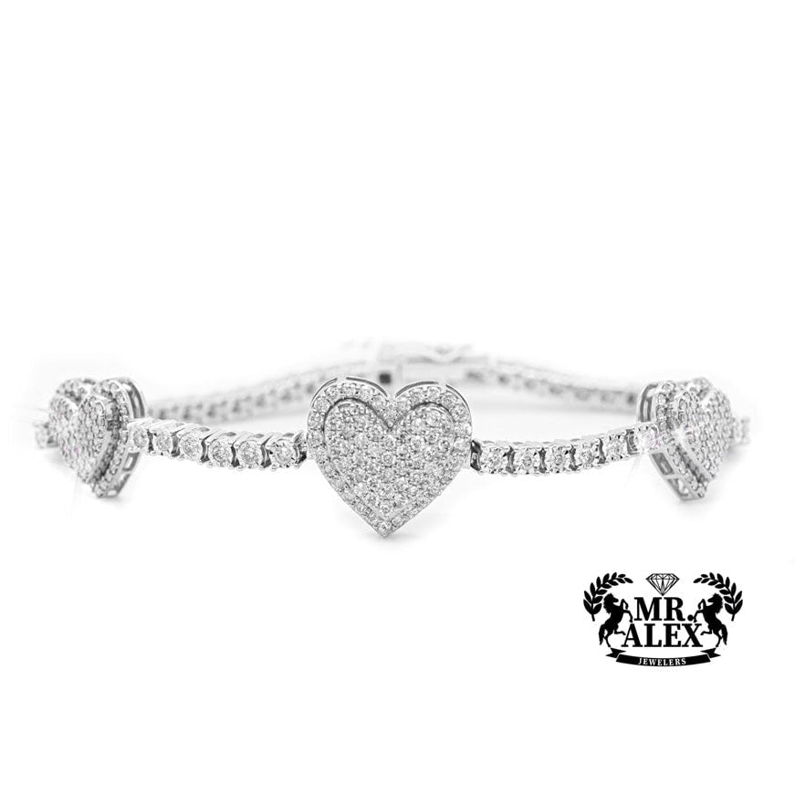 10K Heart Pendant Tennis Bracelet 2.15ct - Mr. Alex Jewelry