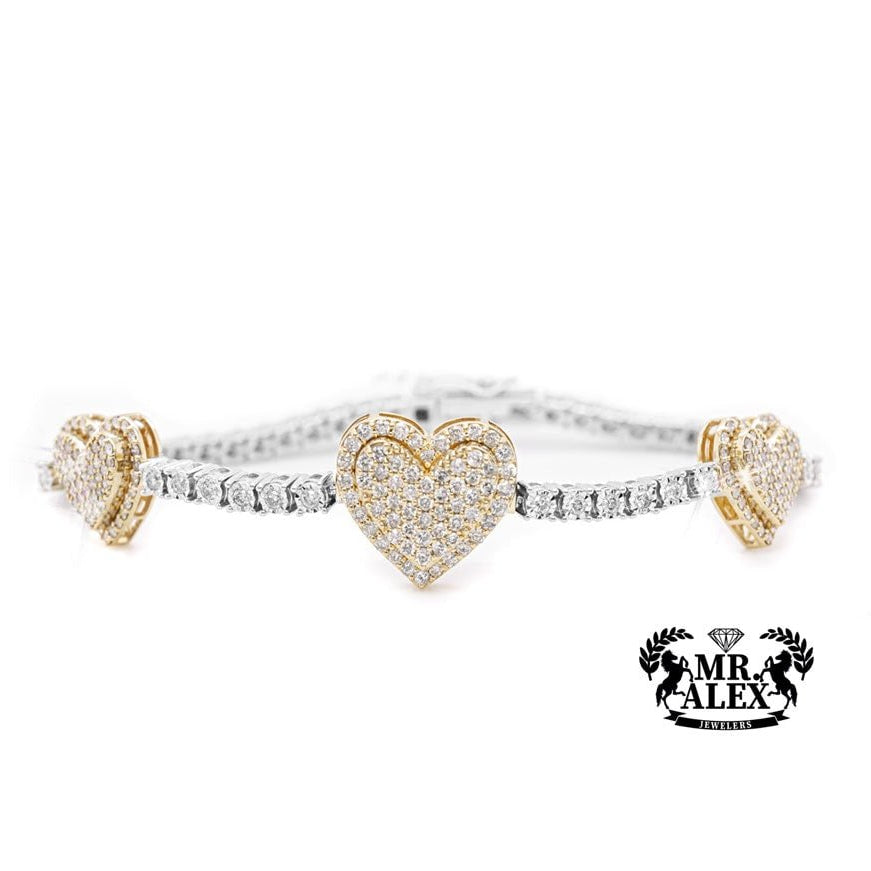 10K Heart Pendant Tennis Bracelet 2.15ct - Mr. Alex Jewelry