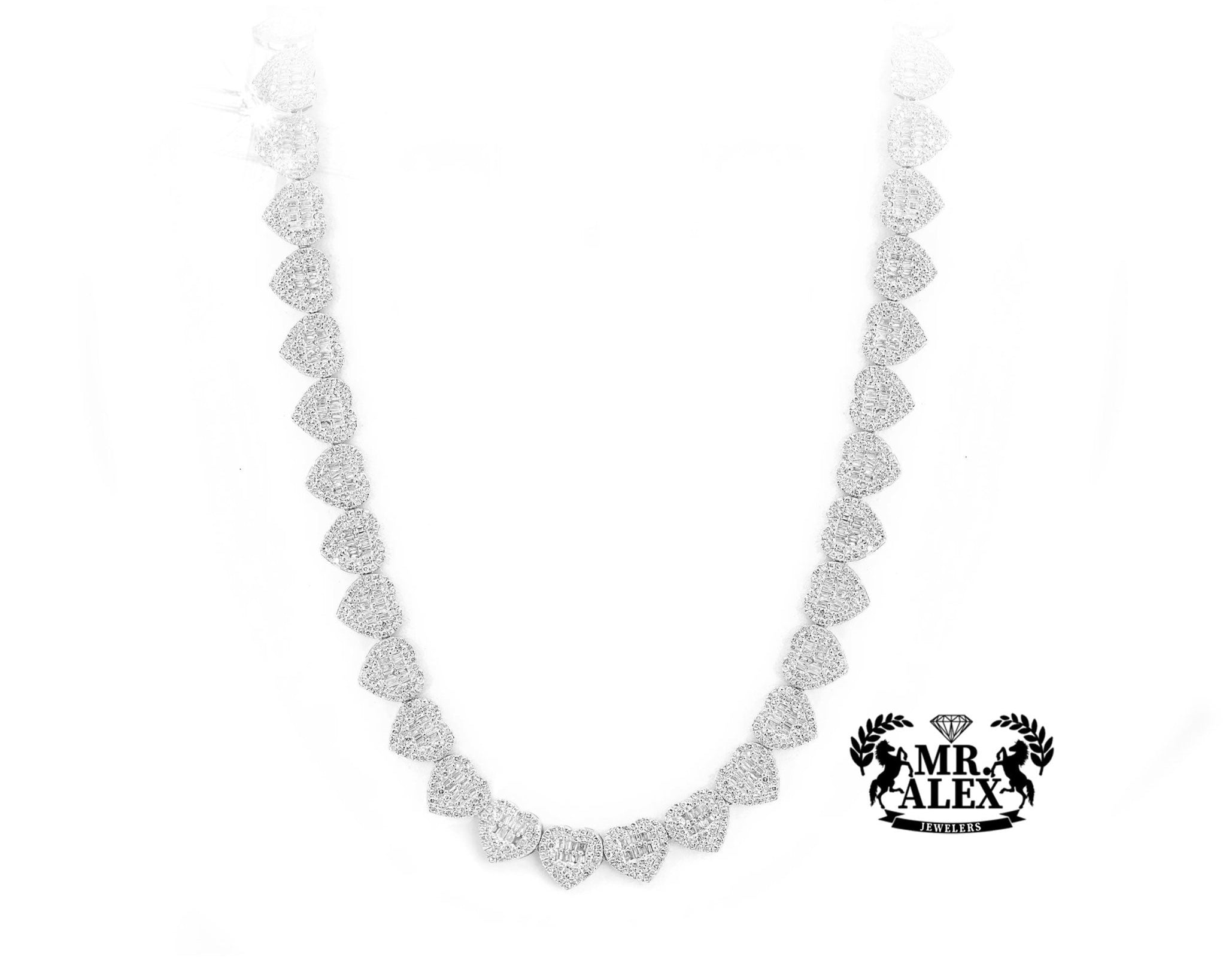 10K Heart-Shaped Diamond Necklace 8.45ct - Mr. Alex Jewelry