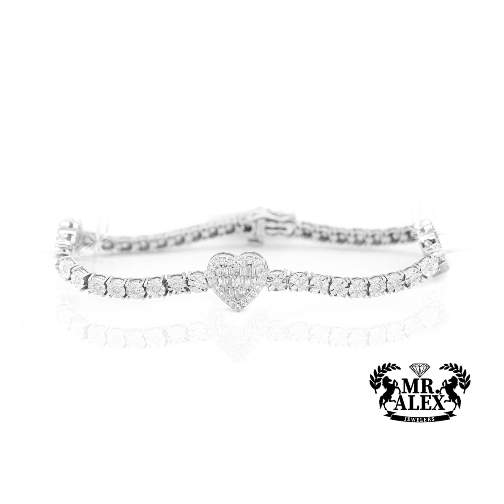 10K Heartfelt Diamond Tennis Bracelet 1.25ct - Mr. Alex Jewelry