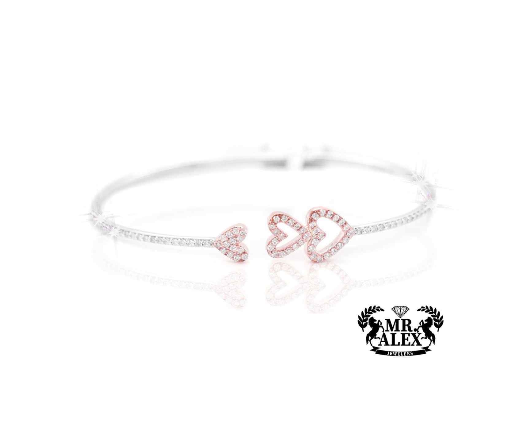 10K Hearts & Sparkle Diamond Bracelet 0.68ct - Mr. Alex Jewelry