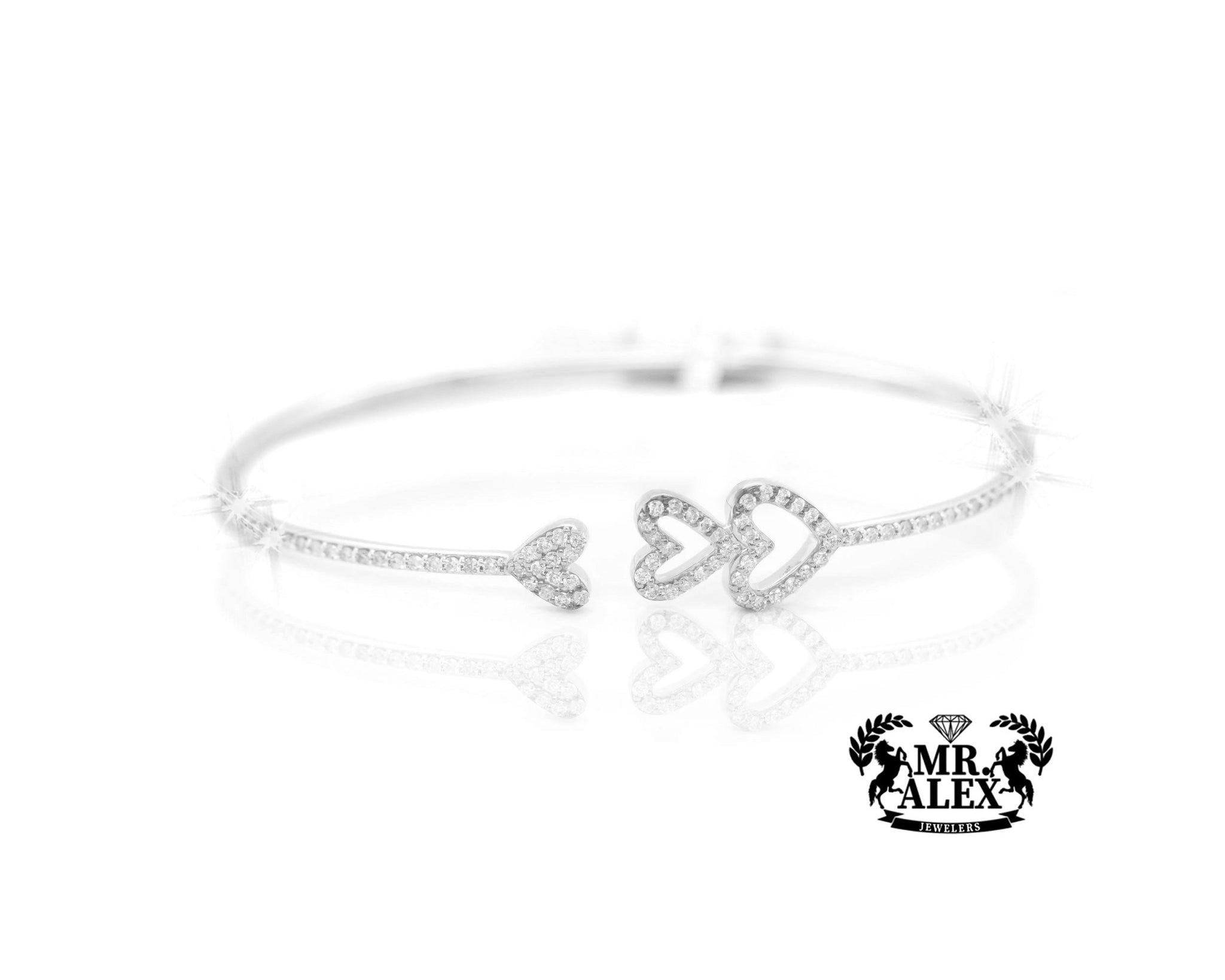 10K Hearts & Sparkle Diamond Bracelet 0.68ct - Mr. Alex Jewelry