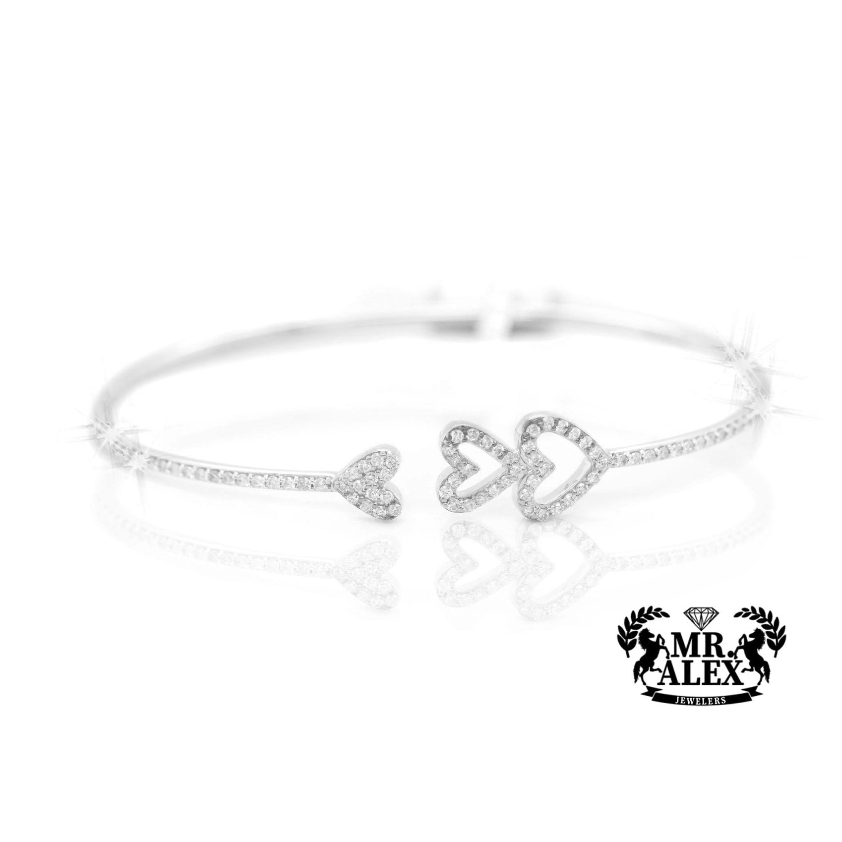 10K Hearts & Sparkle Diamond Bracelet 0.68ct - Mr. Alex Jewelry