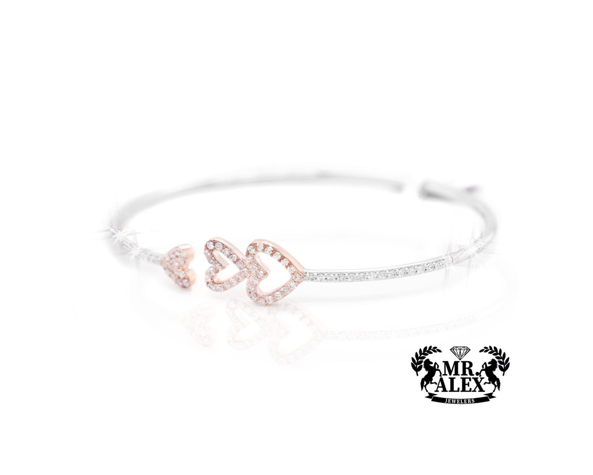 10K Hearts & Sparkle Diamond Bracelet 0.68ct - Mr. Alex Jewelry