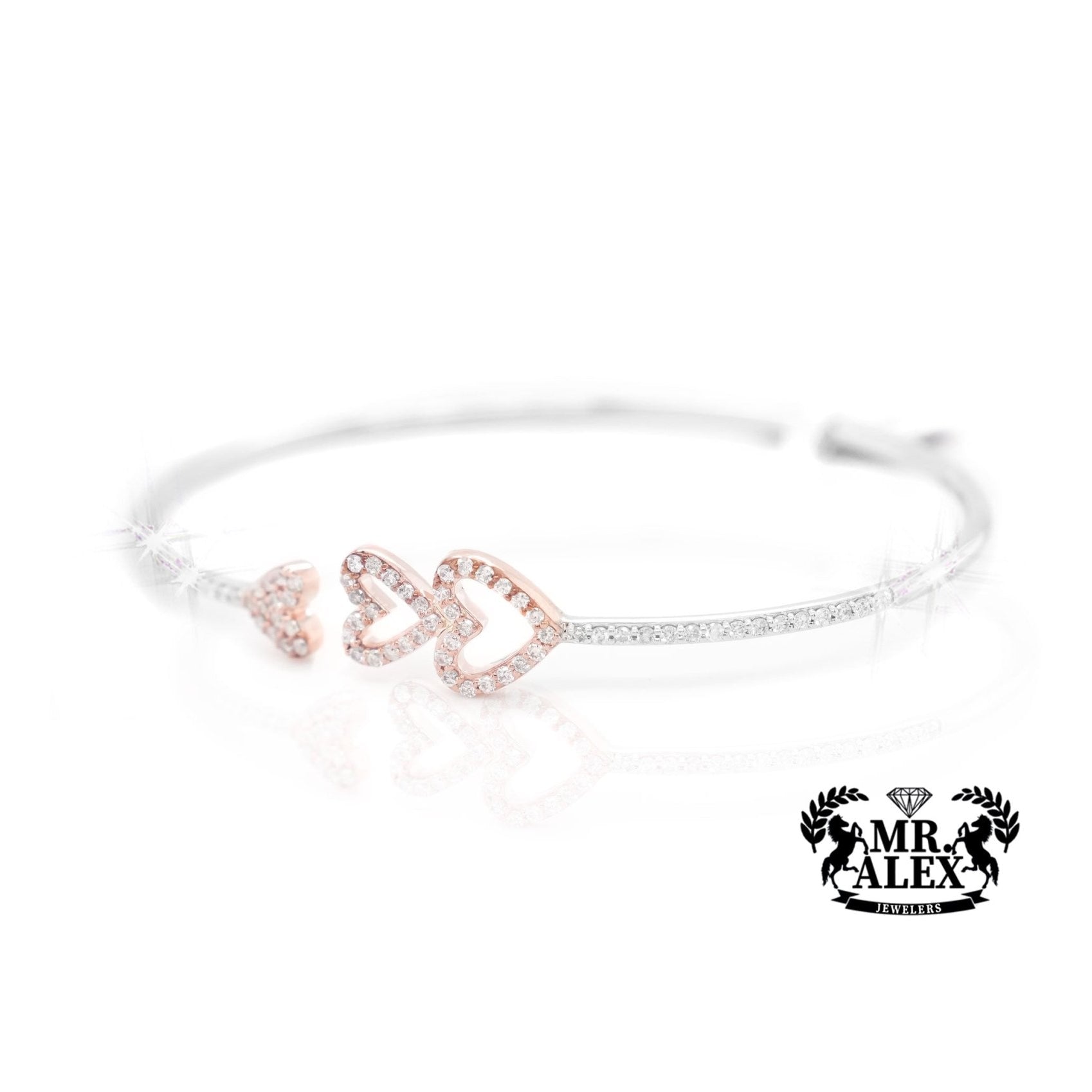 10K Hearts & Sparkle Diamond Bracelet 0.68ct - Mr. Alex Jewelry
