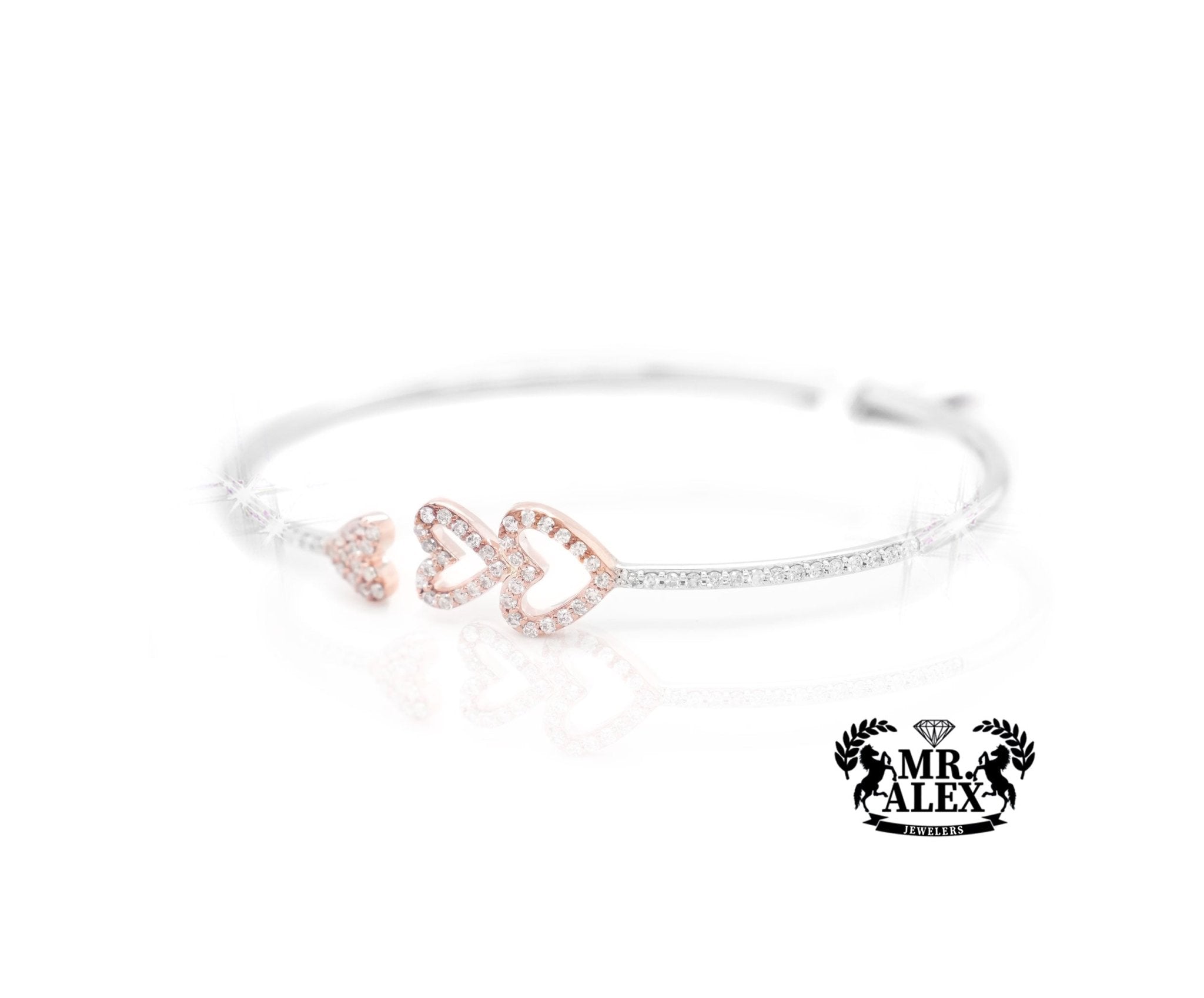 10K Hearts & Sparkle Diamond Bracelet 0.68ct - Mr. Alex Jewelry