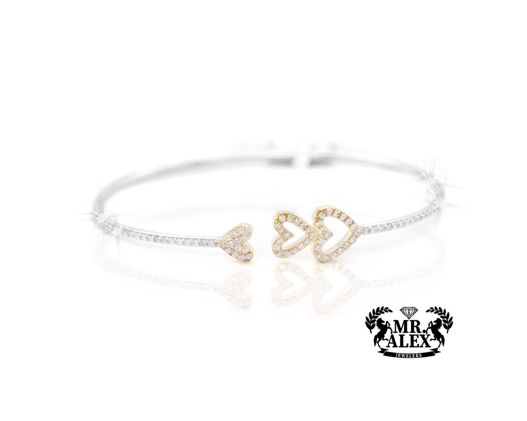 10K Hearts & Sparkle Diamond Bracelet 0.68ct - Mr. Alex Jewelry