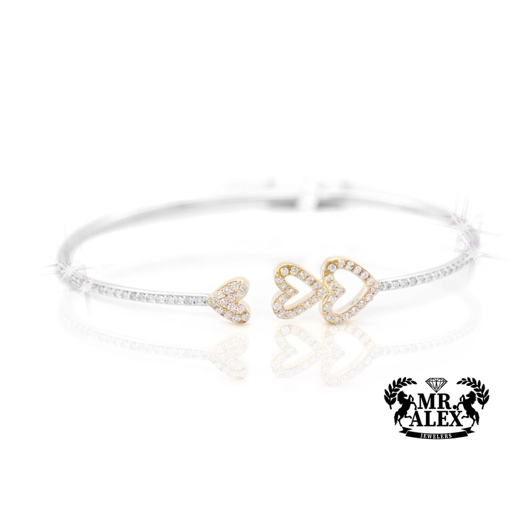 10K Hearts & Sparkle Diamond Bracelet 0.68ct - Mr. Alex Jewelry