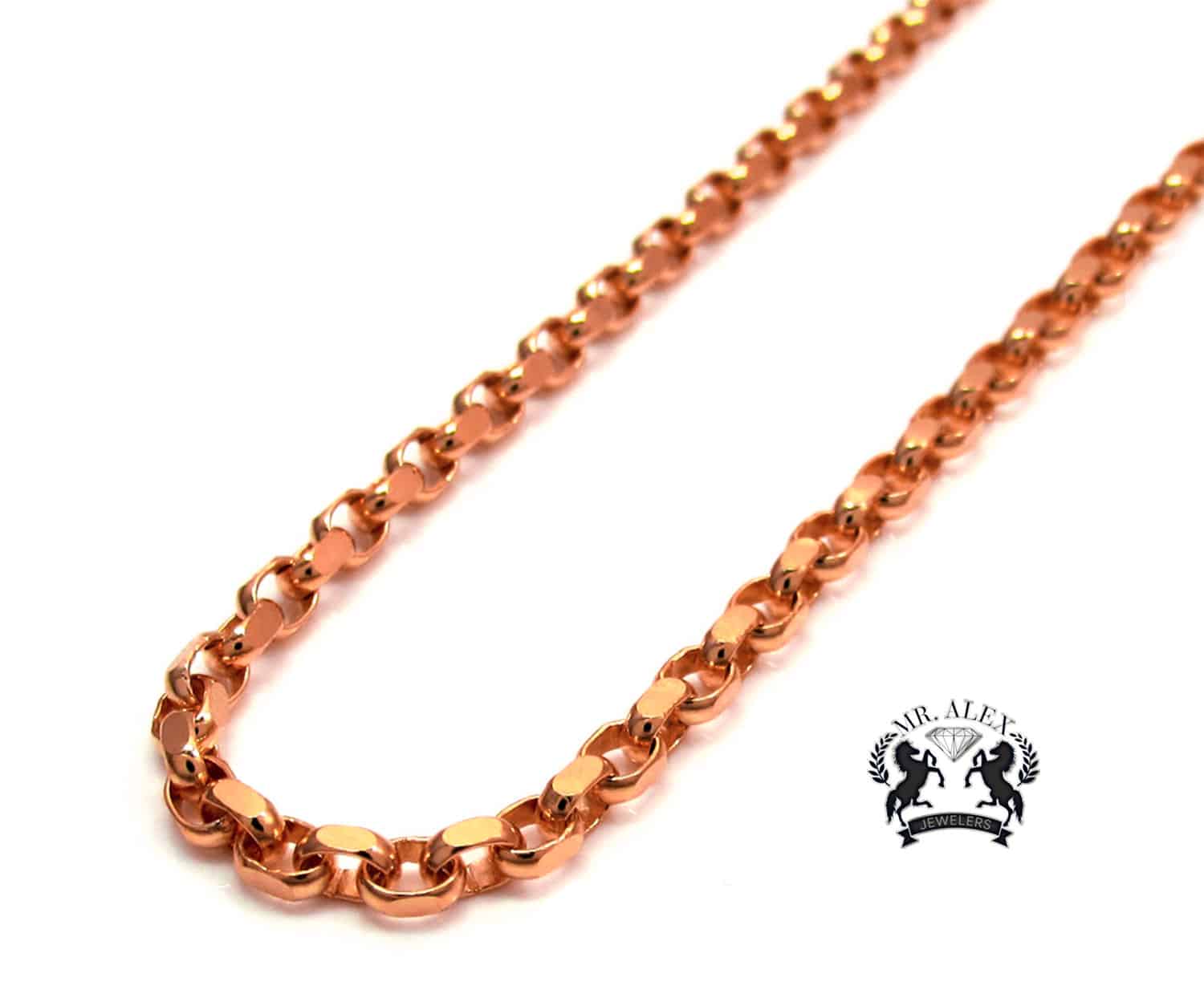 10K Hollow Chain Round Cable Rose Gold 3.5mm - Mr. Alex Jewelry