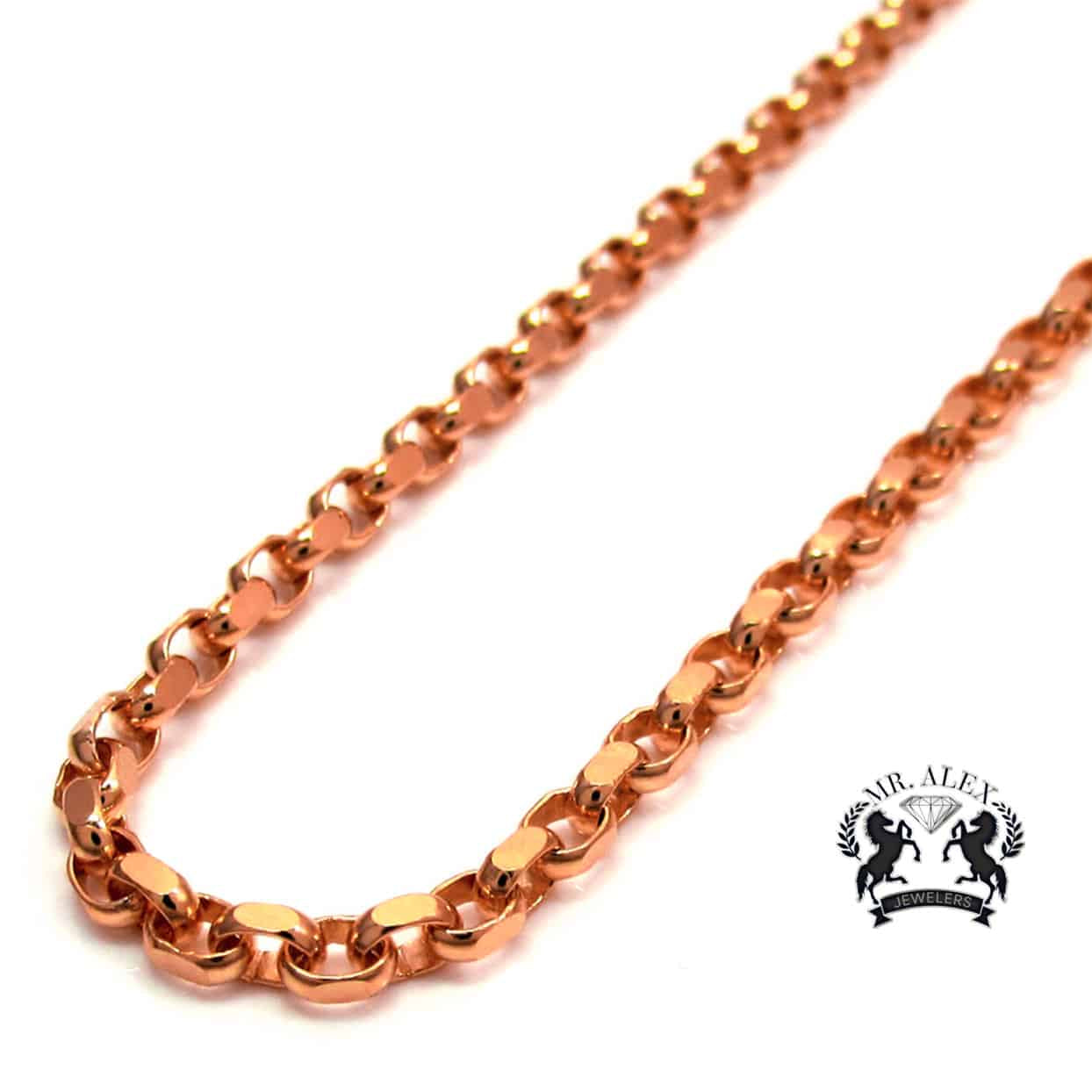 10K Hollow Chain Round Cable Rose Gold 4.5mm - Mr. Alex Jewelry
