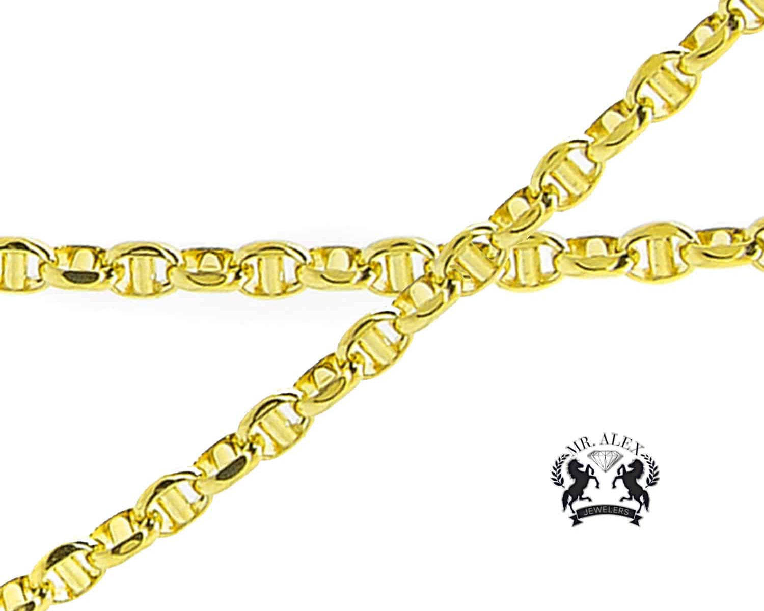 10k Hollow Italian Mariner Link Chain 4.0 mm Yellow Gold - Mr. Alex Jewelry