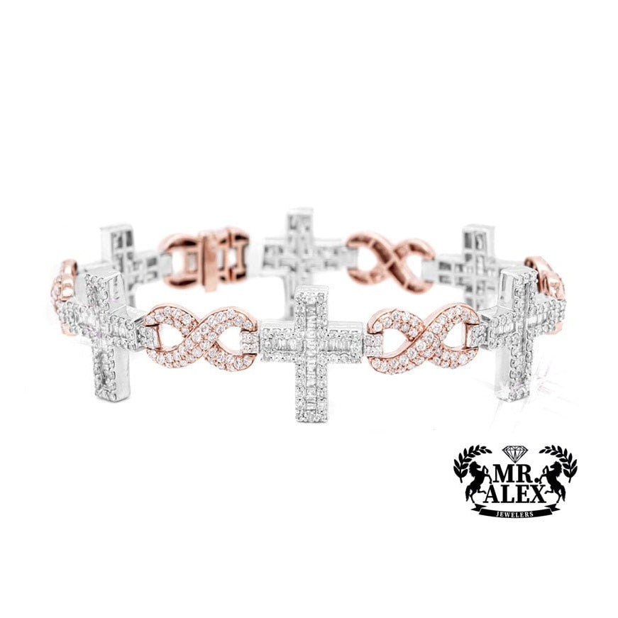 10k Infinite Cross Diamond Bracelet 7.65ct - Mr. Alex Jewelry