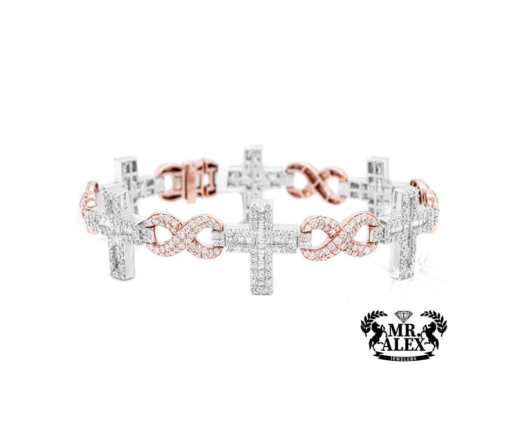 10k Infinite Cross Diamond Bracelet 7.65ct - Mr. Alex Jewelry