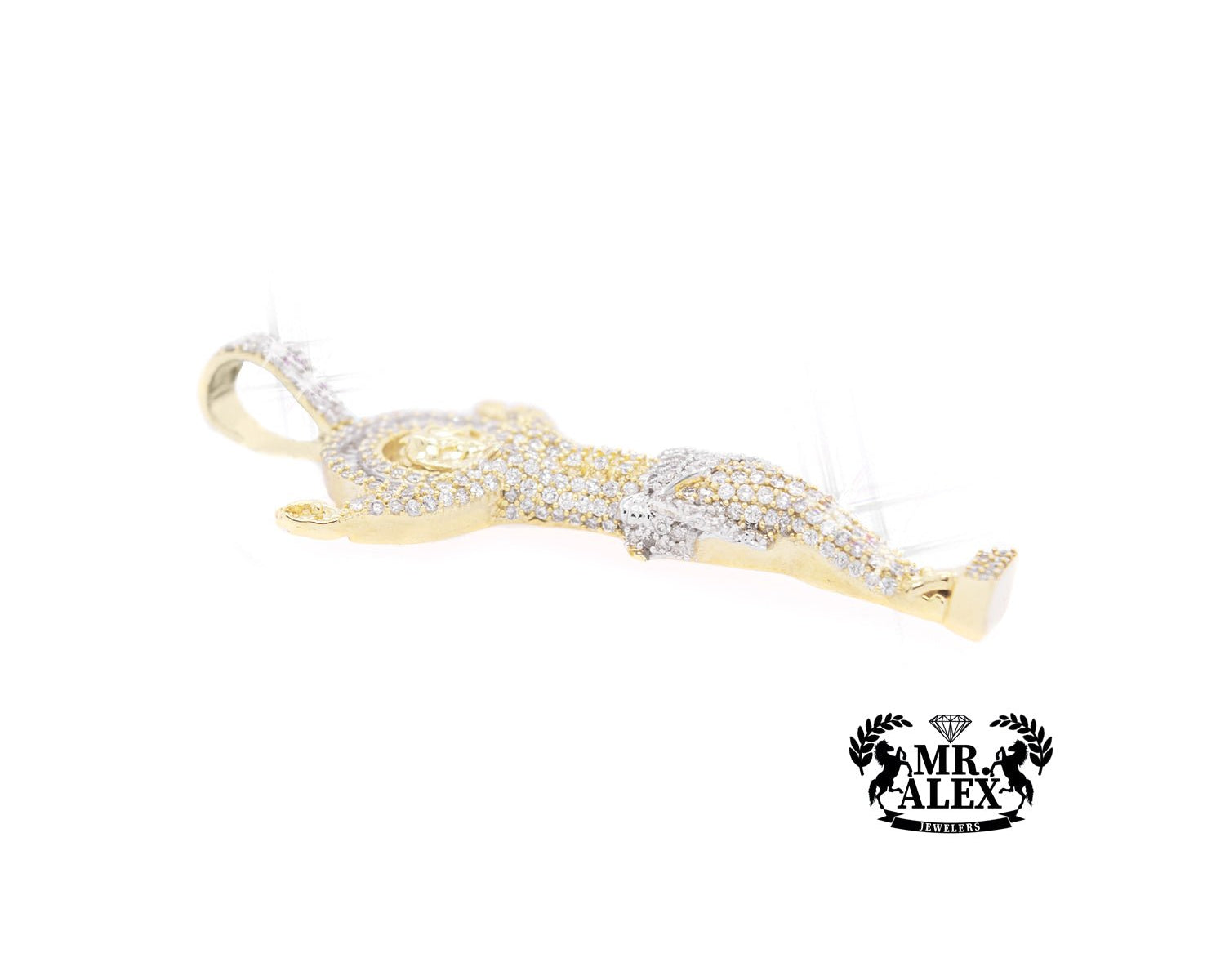 10K Jesus Crucifix Pendant 2.90CT Yellow Gold - Mr. Alex Jewelry