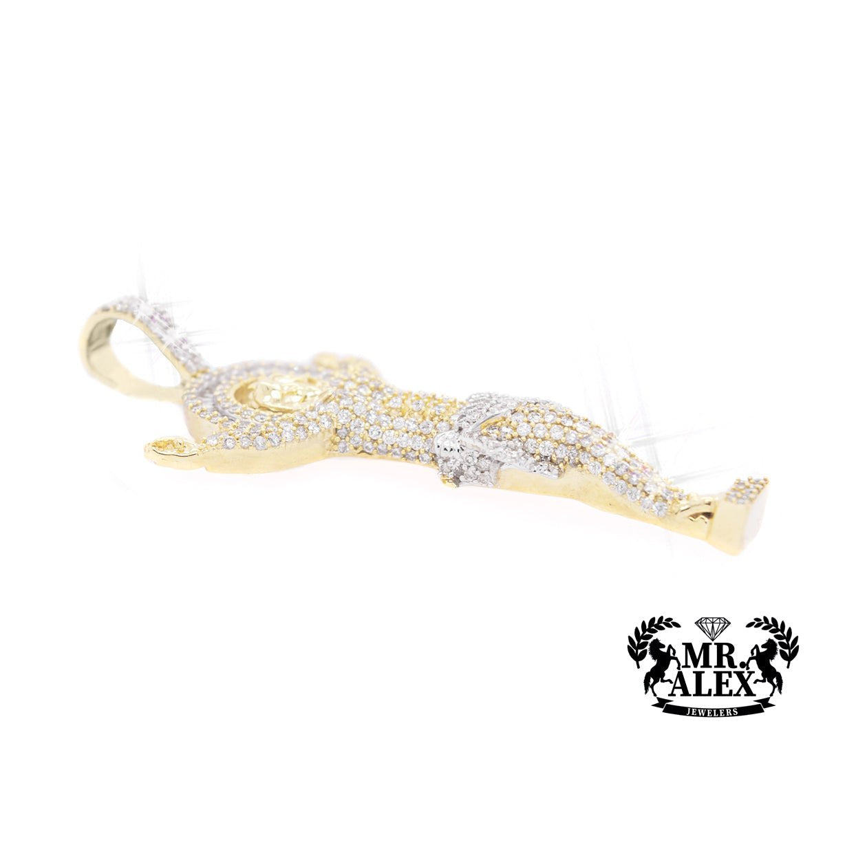 10K Jesus Crucifix Pendant 2.90CT Yellow Gold - Mr. Alex Jewelry