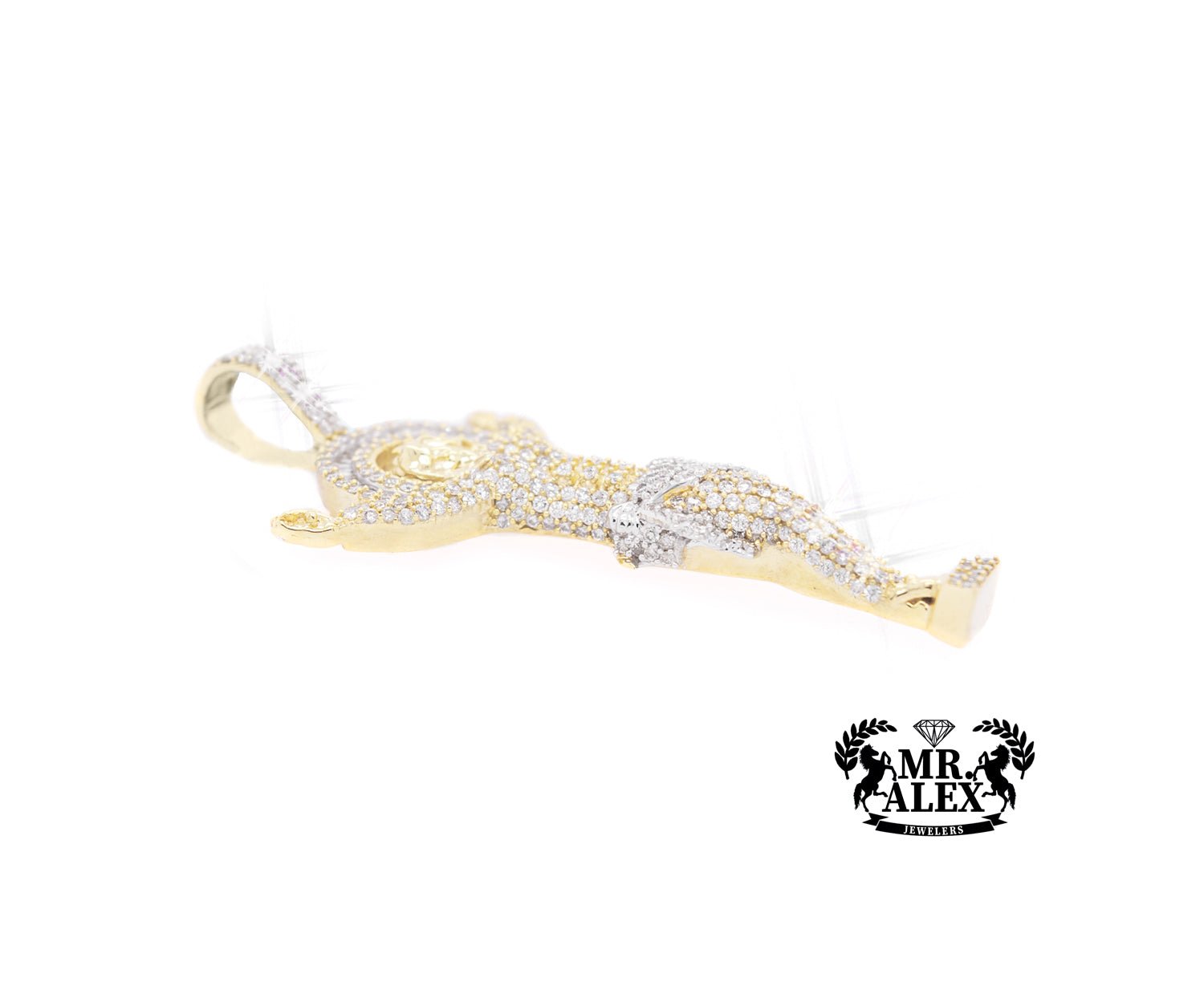 10K Jesus Crucifix Pendant 2.90CT Yellow Gold - Mr. Alex Jewelry