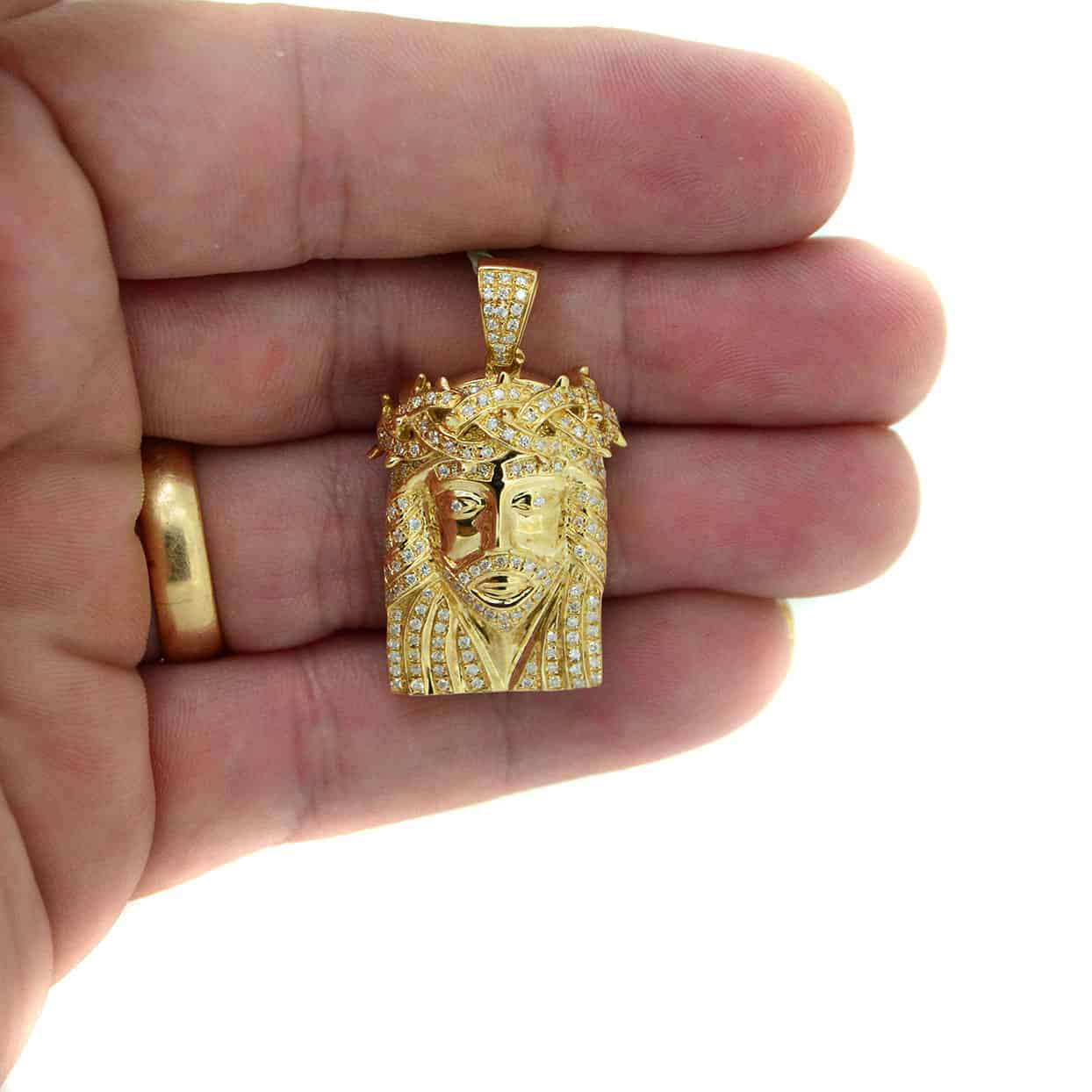 10k Jesus Piece Pendant 0.69ct Yellow Gold - Mr. Alex Jewelry