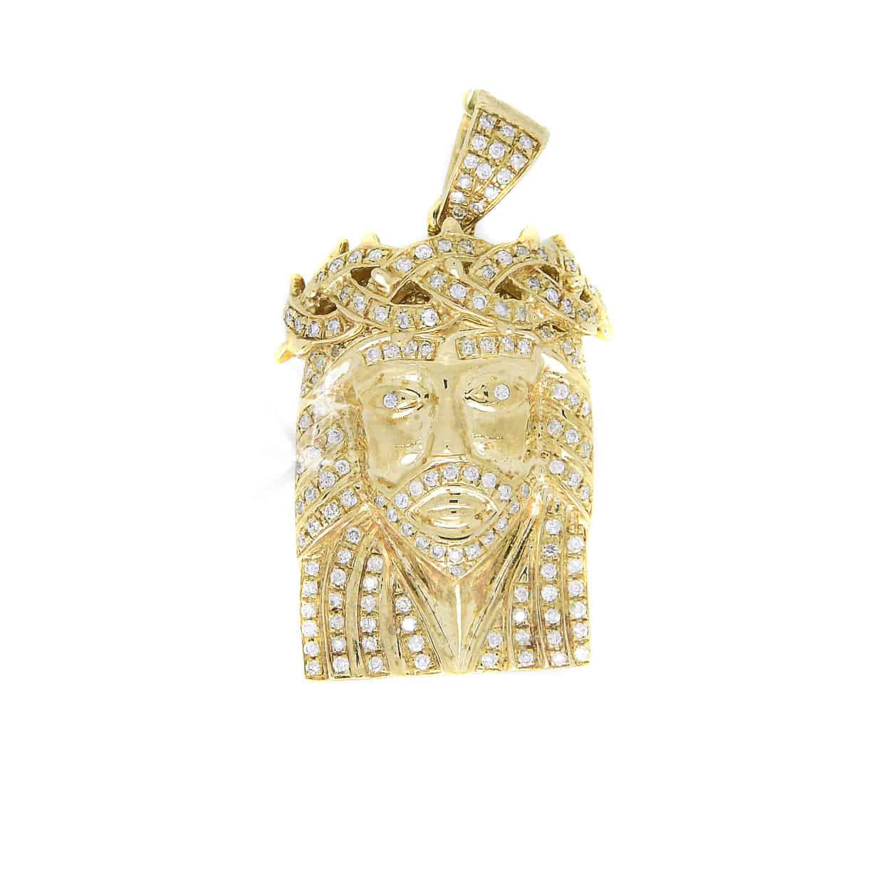 10k Jesus Piece Pendant 0.69ct Yellow Gold - Mr. Alex Jewelry
