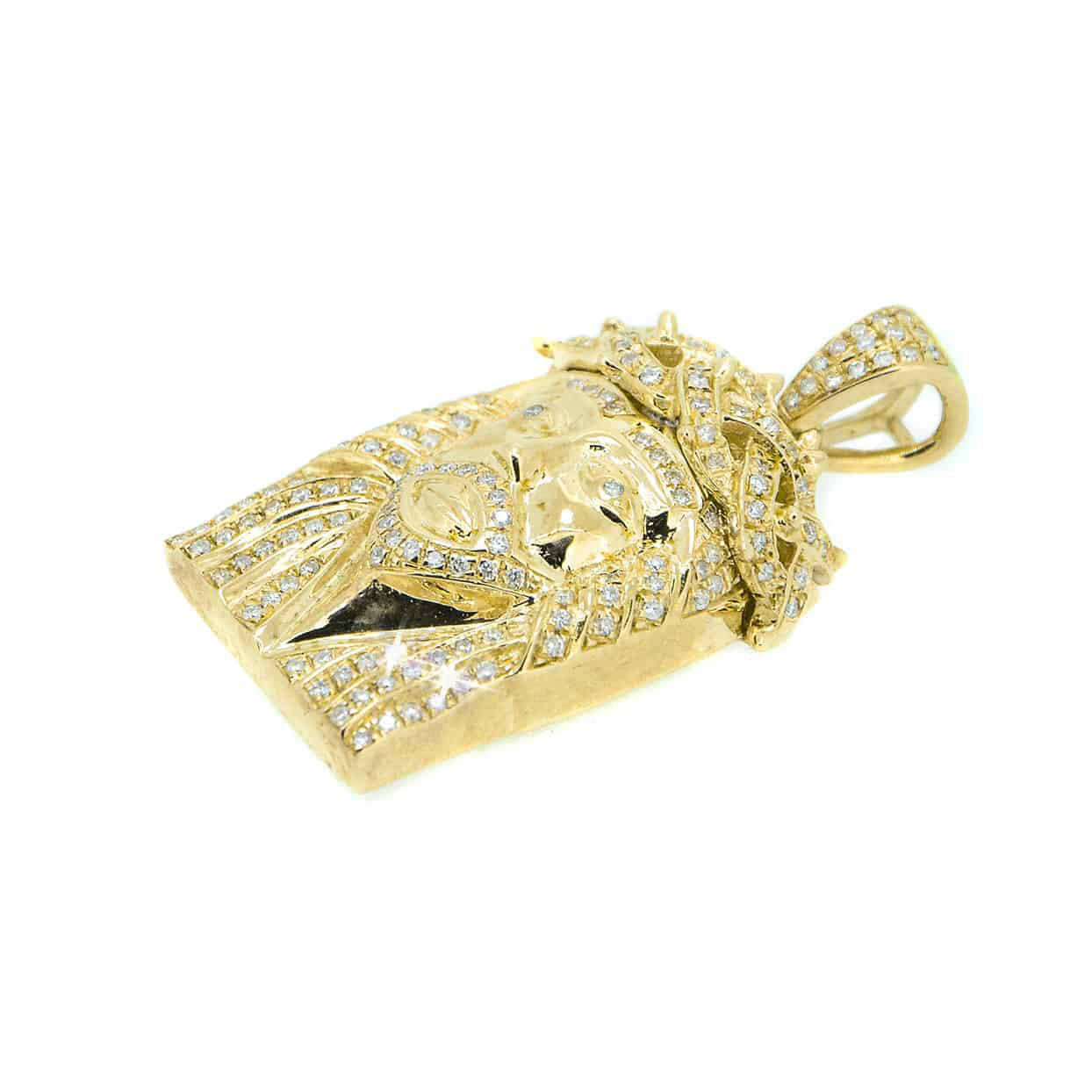 10k Jesus Piece Pendant 0.69ct Yellow Gold - Mr. Alex Jewelry