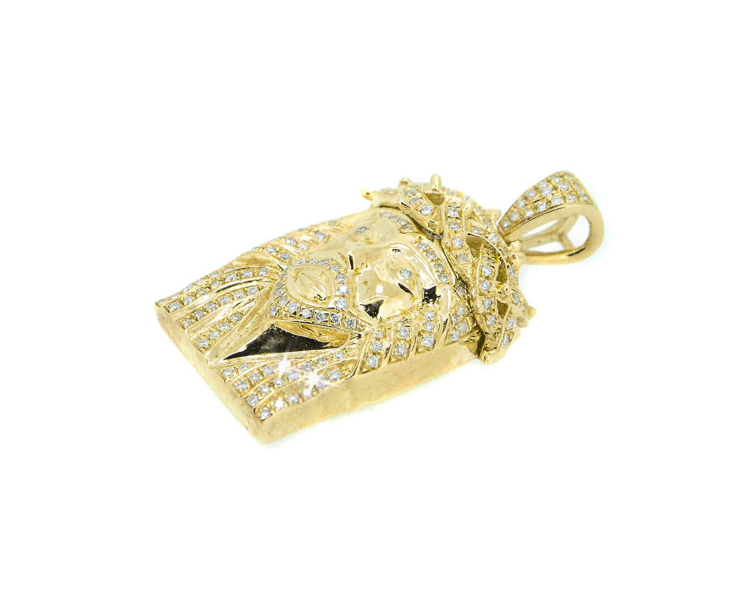 10k Jesus Piece Pendant 0.69ct Yellow Gold - Mr. Alex Jewelry
